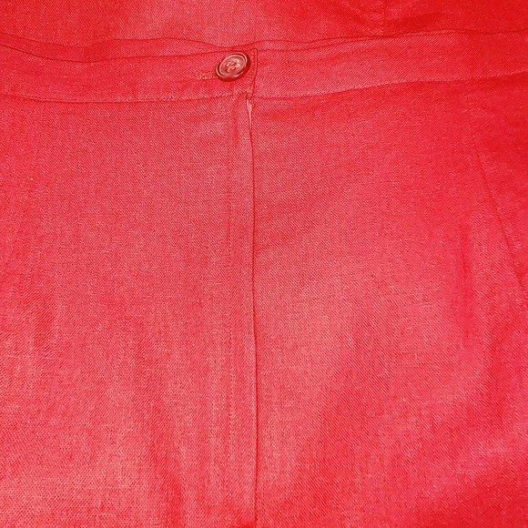 Baxter and Wells Women 12 Long Linen Blend Lined Zip Back Slit Pencil Red Skirt - Picture 5 of 10